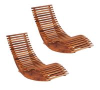 1/2 x Rocking Sun Loungers Acacia Wooden Outdoor Patio Sun Day Bed Chaise Lounge