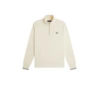 Fred Perry Mens Regular Fit Quarter Zip Sweatshirt - Colour: 68C Ecru/Seagrass/Dark Airforce - Size: XL