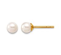1/20 14ct Gold Filled 4mm Crystal Simulated Pearl Ball Post Earrings 4x4mm Wide-Ball Earring for Women