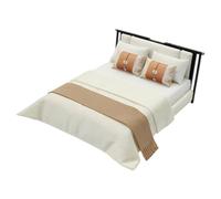 1:20 Detailed Cream ABS Model Bed with Incised Frame for Realistic Architecture Displays Model House Furniture ABS Polystyrene Cream Fashion