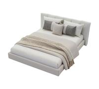1/20 Dollhouses Bedroom Accessory Cream Double Bed with Beddings Realistic Interior Design Craft Project Landscape Props Dollhouses Bed