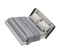 1/20 Dollhouses Bedroom Accessory Cream Double Bed With Beddings Realistic Interior Design Craft Project Landscape Props Dollhouses Bed Decoration
