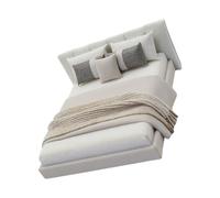 1/20 Dollhouses Bedroom Accessory Cream Double Bed With Beddings Realistic Interior Design Craft Project Landscape Props Dollhouses Bed Decoration