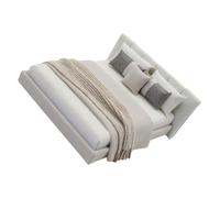 1/20 Dollhouses Bedroom Accessory Cream Double Bed With Beddings Realistic Interior Design Craft Project Landscape Props Miniature Bedroom Accessory