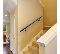 1-20 ft Stair Railing Indoor, Black Mental Wall Mounted Handrail for Stairs Corridor Lofts Kindergarten Guardrail Decking Railings Outdoor Safety Grab Bar(4ft/120cm)
