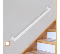 1-20FT Industrial Stair Railing Wall Mount Staircase Handrail Square Pipe Hand Rail for Steps, Grab Bar Foot Rail Banister Railing Deck Handrail for Outdoor Indoor Stairs Porch(8ft/240cm)