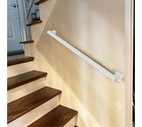 1-20FT White Banister Metal Staircase Handrail Indoor Stair Railing - Wall Mount Iron Staircase Hand Rails for Indoor & Outdoor, Banister Steps Rail Safety Wall Grab Bar(8ft/240cm)