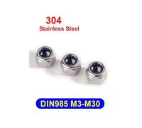 1-20PCS Nylon Lock Nut M3 M4 M5 M6 M8 M10 M12 304/316 Stainless Steel Hex Insert Self-lock Nuts Metal Nut(1pcs M20)