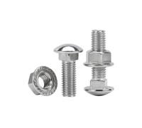 1-20set 304 Stainless Steel Truss Round Head Square Neck Carriage Screw Bolt and Flange Nut Combination Set M3 M4 M5 M6 M8 M10 M12(20mm,M3-20sets)