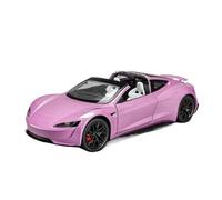 1:24 Fit for Tesla Roadster Supercar Alloy Model Die-cast Metal Casting Sound and Light not include batteries(Pink)