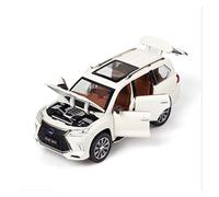 1 24 For Lexus LX570 Zinc Alloy Car Model Decoration Sound And Light Pull Back Toy Gift(White)
