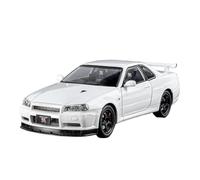 1 24 For Nissan Skyline Ares GTR R34 Die-cast Model Alloy Sound Pull Back Toy Car Indoor And Outdoor Gaming Simulation Vehicle Playset(White)