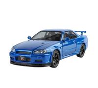 1 24 For Skyline Ares GTR R34 Alloy Sports Car Diecasts Metal Racing Vehicles Model Sound And Light Toys Collections Mini Replica Toys(Blue)