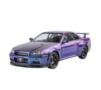 1 24 For Skyline Ares GTR R34 Alloy Sports Car Diecasts Metal Racing Vehicles Model Sound And Light Toys Collections Mini Replica Toys(Purple)