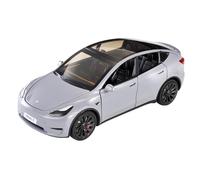 1 24 For Tesla MODELY Alloy Simulation Car Model 19CM Decorated Desk Collection Souvenir Gray Toys Boys Girls Motor Vehicles Toys