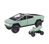 1 24 For Tesla Pickup Model Alloy Car Off-Road Vehicle Sound And Light Pull Back Toy Car Collection Decoration Mini Replica Toys(green)