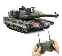 1/24 RC Tank That Shoot BBS for Kids -2.4Ghz Remote Control Army Tank with 360° Rotating Turret, Auto Demo, Sound & Light & Smoke, Military Vehicles Model Gift for Boys 6-8