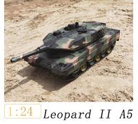1:24 Remote Control Battle Tank RC Firing Leopard Turret Sound Lights +2 Battery