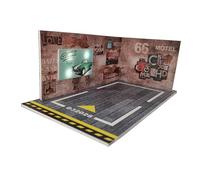 1:24 Scale Car Garage Display Case Miniature Layout Collectibles with Lights Brown 20.4x11.6x7.9cm