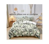 (1, 240*220 (three-piece set)) Dollar Bill Quilt Cover Bedding Set Three Piece 3D Digital Printing Kit Bedroom Guest Room Decoration