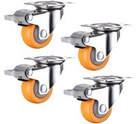 1.25/1.5/2 Inch HeavyDuty Swivel Caster Wheels Nylon with Brake 360° Rotation Top Plate Mount Silent Ball Bearings for Furniture 25mm Diameter