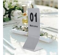 1-25/50 Table Number Signs Stainless Steel - Simple Stylish Metal Cards Double-sided Digital Restaurant Place Stable Upstanding(1 to 100)