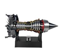 1:25 A380 Aircraft Turbine Engine Teaching Model, TR900 Electrified Led Luminous and Adjustable Motive, Environmentally Desktop Decorations for School Laboratory Home(Red LED,Complete)