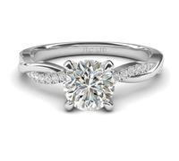 1.25 Carat Certified Lab-Grown Diamond Engagement Ring - Classic 9k White Gold Twisted Design with 1 CT Center & 0.25 CT Side Stones | UK Size S by JTC