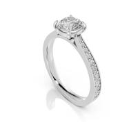 1.25 Carat Round Cut Moissanite Engagement Ring for Women | Solitaire Halo Promise Ring with Side Stones | 925 Sterling Silver | Size-R