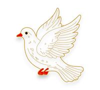 1.25" Dove Soft Enamel Pin - Christian White Dove Peace Sign Lapel Pins Brooches for Backpacks, Jackets, Hats, Clothes, Bags, Teens, Girls, Boys, Men- Pinback Buttons & Charms