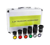 1.25” Eyepiece and Filter Accessory Kit 12pcs Telescope Accessory Set, 5 Telescope Eyepiece 1 3X Barlow Lensand 6 Colored Filters and Storage Carry Case