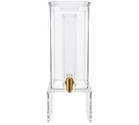 1.25 Gallon Single Acrylic Beverage Dispenser with Clear Acrylic Stand - Iced Drink Server with Non-Slip Base, Ice Core & Gold Stainless Steel Spigot