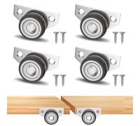 1.25 Inch Small Side Mount Caster Wheels for Projects, Mini Low Profile Fixed Casters Set of 4, Drawer Rollers Wheels for Furniture Underbed Drawers, Trays, DIY Project