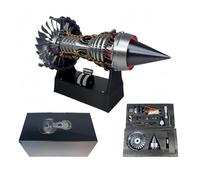 1/25 Simulation Aircraft Turbojet Engine Rotatable Model(11in/28cm), TR900 Turbofan Engine Mode, 3D Printed Mechanical Science Education Toy, Aviation Enthusiast Gift with LED Light (Assemble Red)