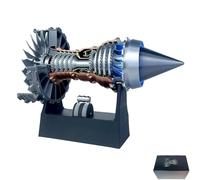 1/25 Simulation Aircraft Turbojet Engine Rotatable Model. 28cm 3D Printing for Adult,Aero Mechanical Model with Tail Flame1:25 Scale Turbojet Aircraft Engine(Red-finished Product)