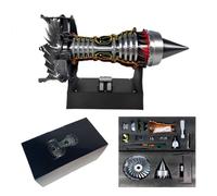 1/25 Simulation Aircraft Turbojet Engine Rotatable Model, Turbofan Engines Models That Runs, A380-TR900 Aircraft Engine Turbojet Engines Models Kit (Assembled charging-red tail flame)