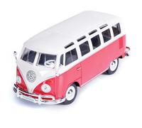 Maisto Die Cast Model Car Red Volkswagen Van Samba 1.25
