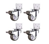1.25" Swivel Plate Casters with Brake - 4 Pcs Durable TPE Mute Castor Wheels for Furniture, Kitchen Cabinets, Trolleys, and Beds - Smooth Rolling Replacement Solution