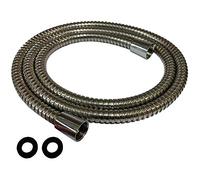1.25M Universal Chrome Shower Hose - 14mm Pipe Double Buckle Washers Compatible