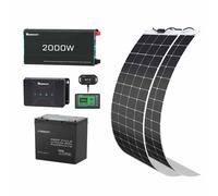 1.28kWh Motorhome Power Kit | 100Ah LiFePO4 Battery, 2000W Inverter - w/ 2*Flexible Solar Panel
