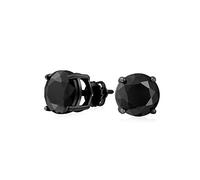 1.2CT Black On Black Round Solitaire Cubic Zirconia Stud Earrings For Men Women CZ Screw Back Plated .925 Sterling Silver