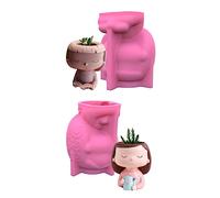 1/2head-Planter Silicone Mold Face Flower Pot Concrete Mold Statue Planter Mold