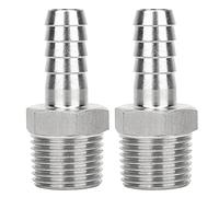 1 / 2in BSPT Male Thread Pipe Fitting, Stainless Steel Quick Coupling Connector, 2PCS - Durable 304 Stainless Steel, Barb Joint Design, Ideal for Pneumatic Equipment and Air Pipe (BSPT1/2-12mm)