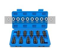 1/2in Drive Torx Socket Adapter Set for Driver, 10 PCS T20-T70, Chrome Vanadium Steel, 55mm Length, Black