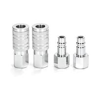 1/2In NPT Air Hose Connector, 2Pcs Threaded Valve Body Air Couplers 2Pcs Threaded Housing Plugs 300Psi Hose Quick Connect Fittings Pneumatic Tool for Professional Repair