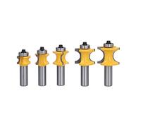 1/2in Shank Router Bit Half Round Bullnose Wood Milling Cutter 5Pcs Set for CNC Engraving Machine with Carbon Steel Main Body and Alloy Cutter Head Durable and Wear Resistant