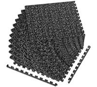 1/2in Thick 48 Sq Ft Rubber Top High Density EVA Foam Exercise Gym Mats Non-Slip 12 Pcs - Interlocking Puzzle Floor Tiles for Home Gym Heavy Workout Equipment Flooring - 24 x 24in Tile, Black & White