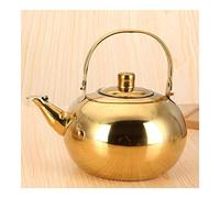 1.2L Ceramic Electric Kettle Cordless Water Teapot - Retro Jug with 1000W Fast Boil for Tea, Coffee, Soup - Removable Base, Automatic Power Off, Boil Dry Protection - White/Gold, 1L Decoration