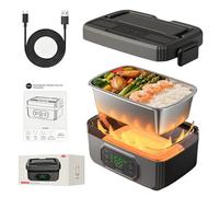 1.2L Cordless Electric Lunch Box, Rechargeable Heated Lunch Box for Adults, 21000mAh Battery Powered, Removable 304 Stainless Steel Inner, Portable Food Warmer for Office Travel Work Camping Outdoor