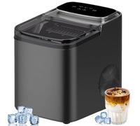 1.2L Mini Ice Maker Machine for Countertop - Self Cleaning, Makes Clear Ice Cubes in 6-10 Mins | Portable & Small, Low Noise | For Home, Kitchen, Office black